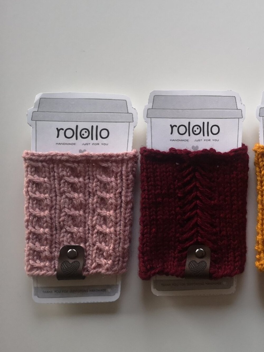 HandKnit Cup & Can Cozy–Reusable Coffee Sleeves Pink Red
